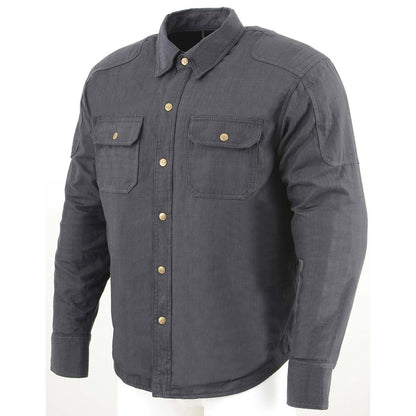 Milwaukee Leather Men's Warpath Black CE Armored Flannel Shirt with Aramid Reinforced Zones - MPM1622