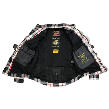 Milwaukee Leather Men's Whistler Multi/Color CE Armored Flannel Shirt with Aramid Reinforced Zones - MPM1625