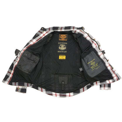 Milwaukee Leather Men's Whistler Multi/Color CE Armored Flannel Shirt with Aramid Reinforced Zones - MPM1625