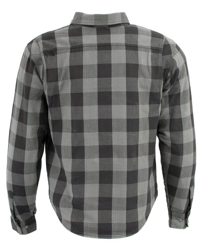Milwaukee Leather Men's Hoya Black/Gray CE Armored Flannel Shirt with Aramid Reinforced Zones - MPM1630