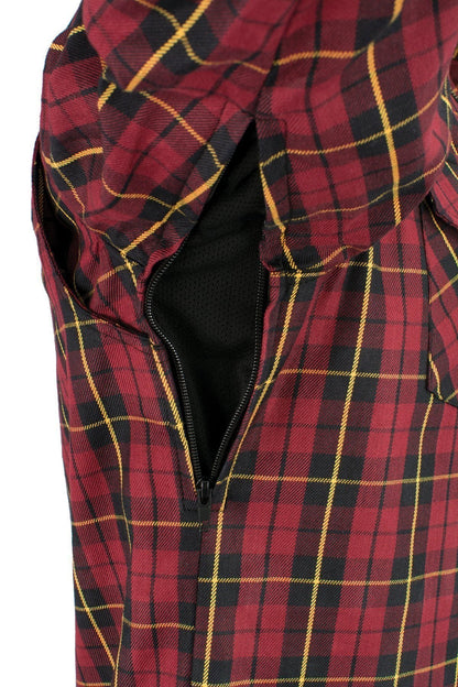 Milwaukee Leather Men's Deadlock Multi/Color CE Armored Flannel Shirt with Aramid Reinforced Zones - MPM1632
