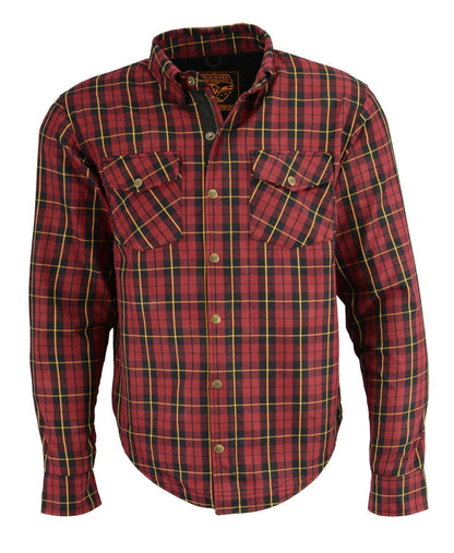 Milwaukee Leather Men's Deadlock Multi/Color CE Armored Flannel Shirt with Aramid Reinforced Zones - MPM1632