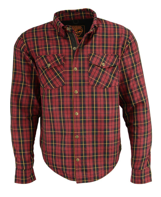 Milwaukee Leather Men's Deadlock Multi/Color CE Armored Flannel Shirt with Aramid Reinforced Zones - MPM1632