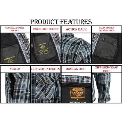 Milwaukee Leather Men's Bloodtrail Multi/Color CE Armored Flannel Shirt with Aramid Reinforced Zones - MPM1636