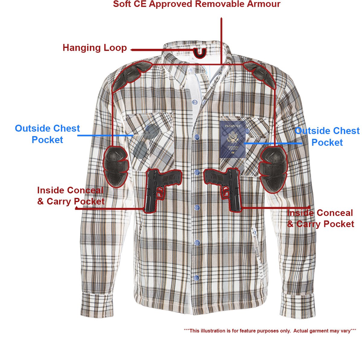 Milwaukee Leather Men's Bloodtrail Multi/Color CE Armored Flannel Shirt with Aramid Reinforced Zones - MPM1636