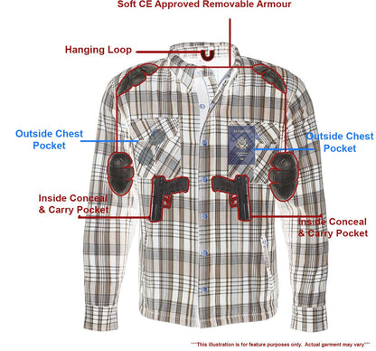 Milwaukee Leather Men's Bloodtrail Multi/Color CE Armored Flannel Shirt with Aramid Reinforced Zones - MPM1636