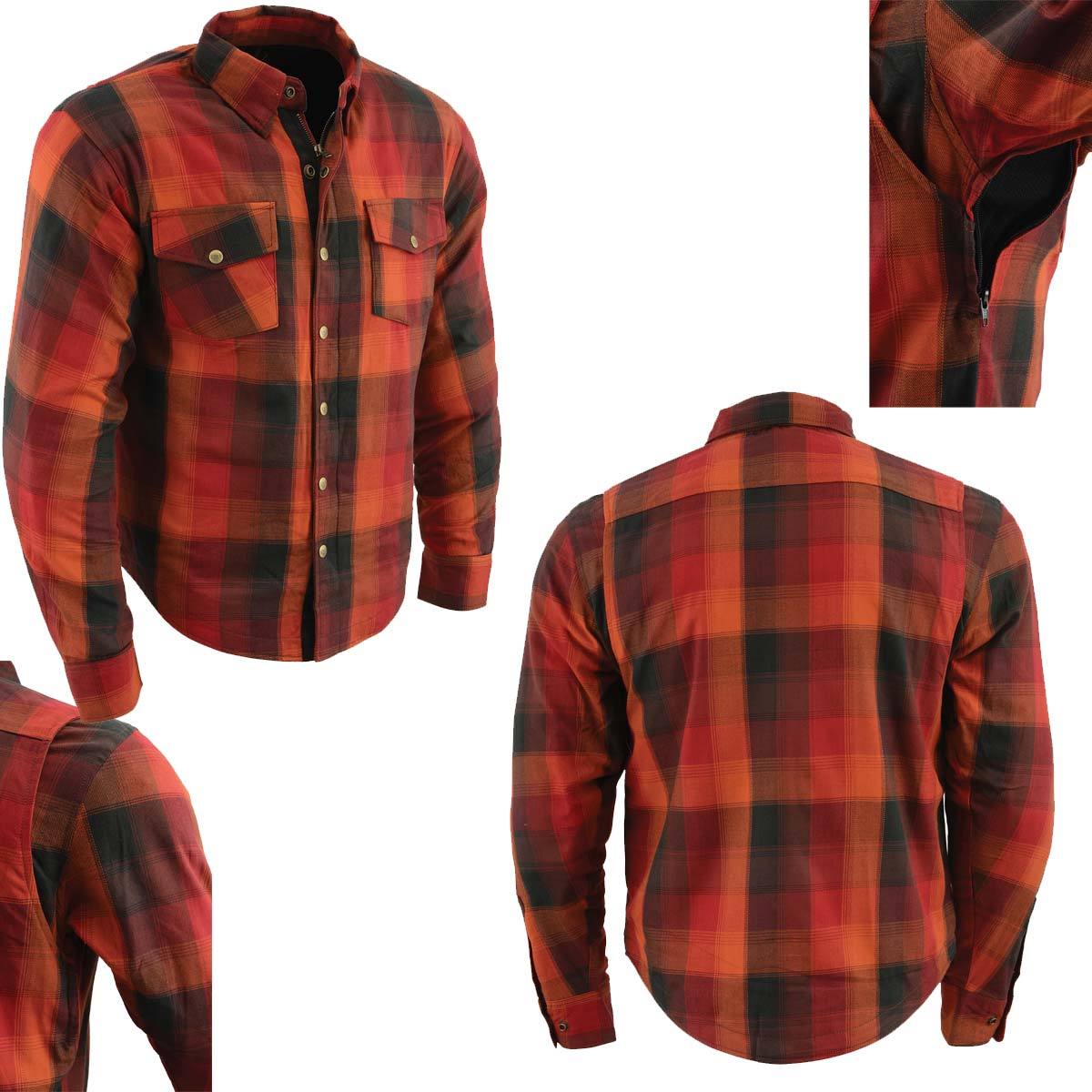 Milwaukee Leather Men's Firestorm Multi/Color CE Armored Flannel Shirt with Aramid Reinforced Zones - MPM1641