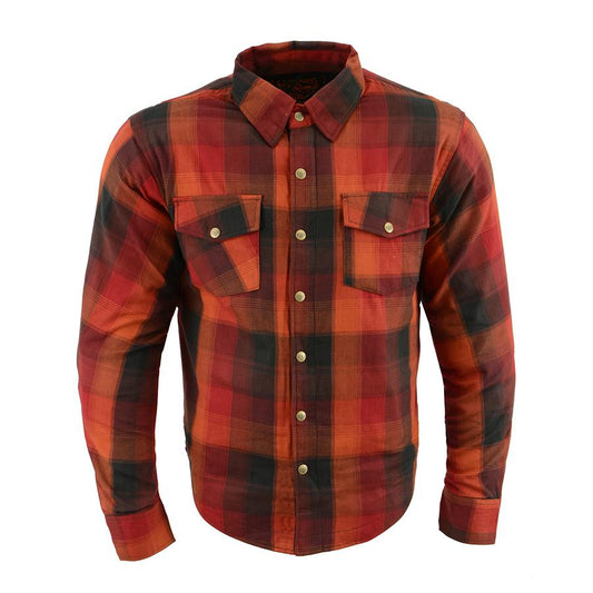Milwaukee Leather Men's Firestorm Multi/Color CE Armored Flannel Shirt with Aramid Reinforced Zones - MPM1641