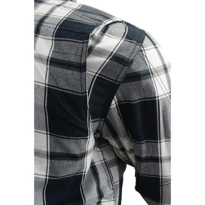 Milwaukee Leather Men's Spartan Black/White CE Armored Flannel Shirt with Aramid Reinforced Zones - MPM1644