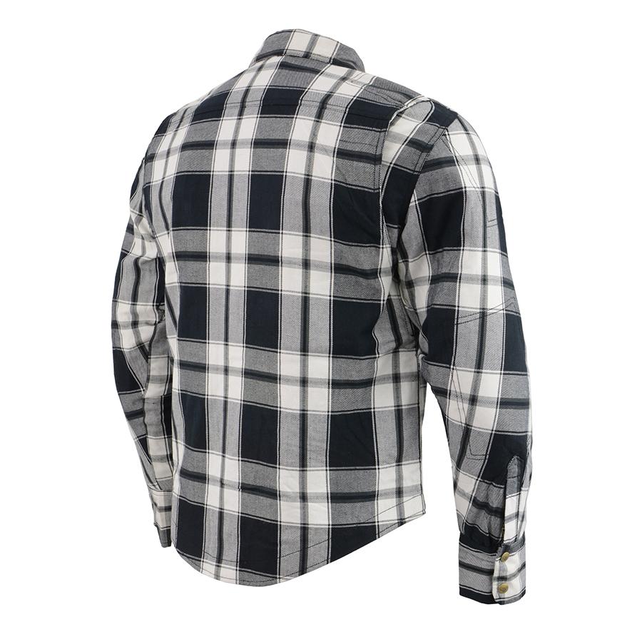 Milwaukee Leather Men's Spartan Black/White CE Armored Flannel Shirt with Aramid Reinforced Zones - MPM1644