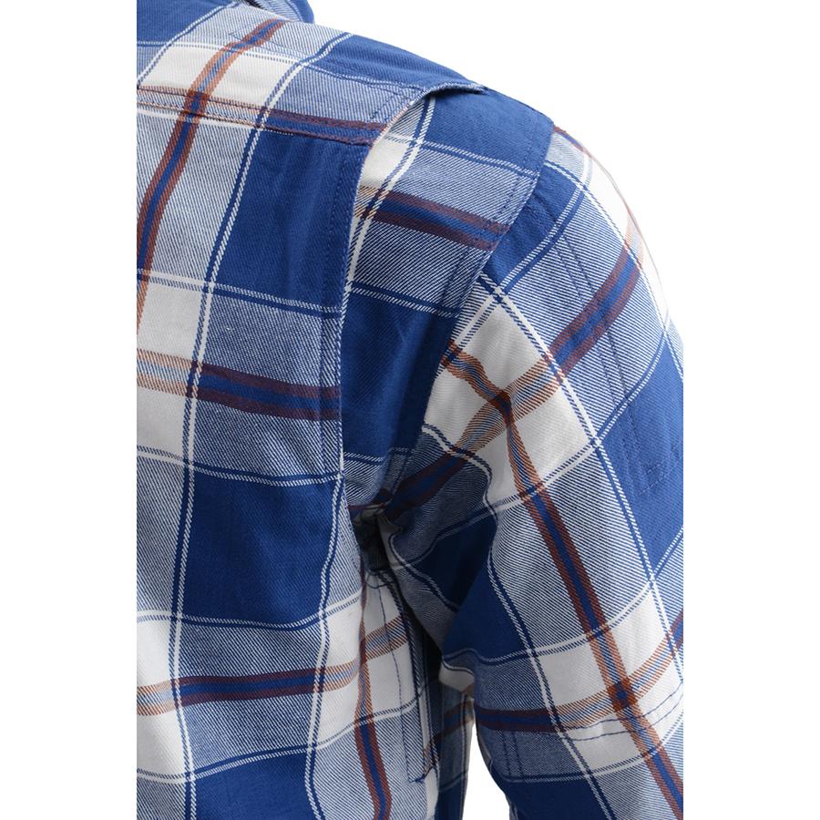 Milwaukee Leather Men's Blue Ray Multi/Color CE Armored Flannel Shirt with Aramid Reinforced Zones - MPM1645