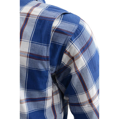 Milwaukee Leather Men's Blue Ray Multi/Color CE Armored Flannel Shirt with Aramid Reinforced Zones - MPM1645