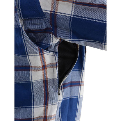 Milwaukee Leather Men's Blue Ray Multi/Color CE Armored Flannel Shirt with Aramid Reinforced Zones - MPM1645