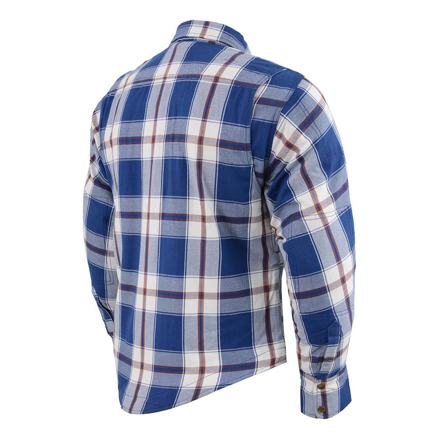 Milwaukee Leather Men's Blue Ray Multi/Color CE Armored Flannel Shirt with Aramid Reinforced Zones - MPM1645