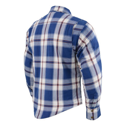 Milwaukee Leather Men's Blue Ray Multi/Color CE Armored Flannel Shirt with Aramid Reinforced Zones - MPM1645