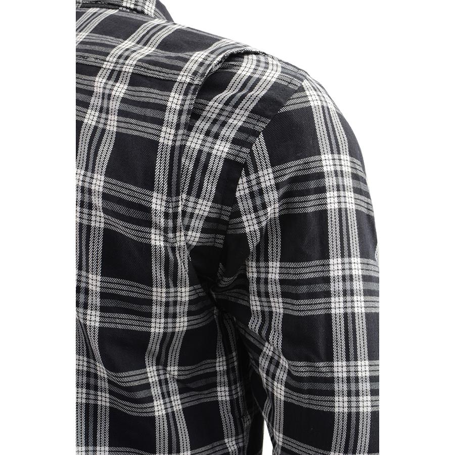 Milwaukee Leather Men's Stormbane Black/White CE Armored Flannel Shirt with Aramid Reinforced Zones - MPM1646