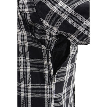 Milwaukee Leather Men's Stormbane Black/White CE Armored Flannel Shirt with Aramid Reinforced Zones - MPM1646