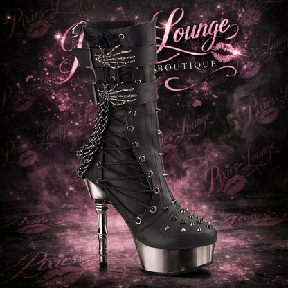 Demonia Muerto-159 Bone Heel Platform Boot