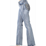 Wing Stitched Rhinestone Jeans