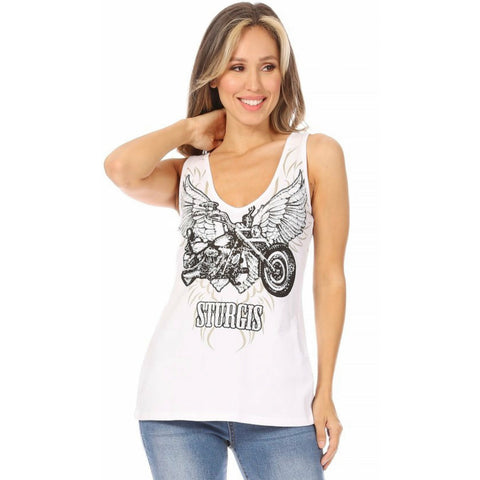 Camiseta sin mangas con espalda abierta y gráfico Sturgis Motorcycle