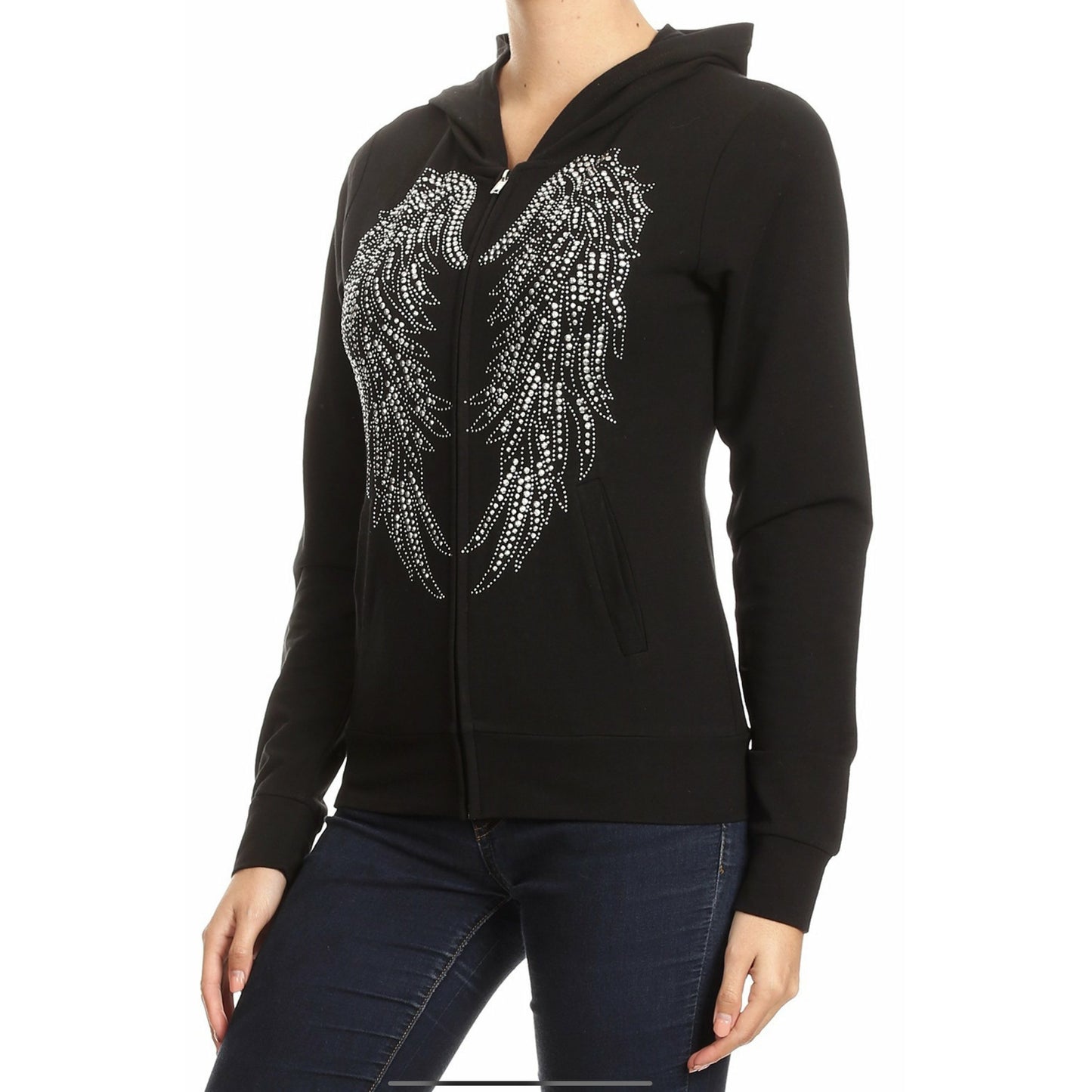 Platinum Plush “Protector” Angel Wings Long Sleeve Hoodie
