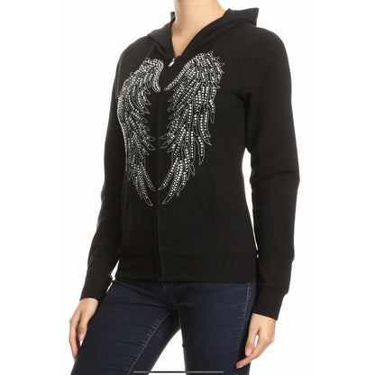 Platinum Plush “Protector” Angel Wings Long Sleeve Hoodie