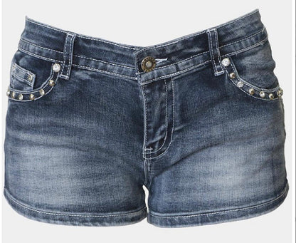 Platinum Plush Route 66 Embellished Denim Shorts