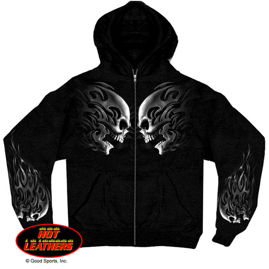 Hot Leathers Head Butt Biker Skulls Hoodie
