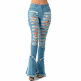 Ripped Mini Flare Concert Jeans