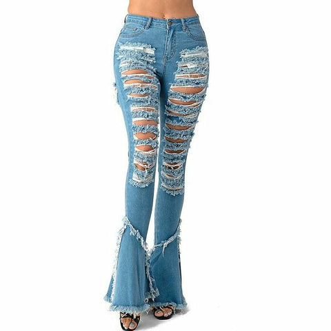 Ripped Mini Flare Concert Jeans