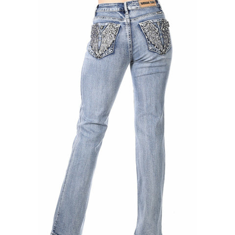 Wing Stitched Rhinestone Jeans