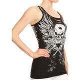 Tattoo Print Skull Lace Tank Curve