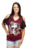 Liberty Wear  Live Free Skull Lace Top