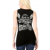 Route 66 Motorcycle Rhinestone Eyelet Tank