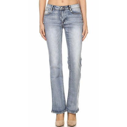 Flash Skull Wing Rhinestone Embellished Jeans