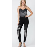 Leggings con bandera de diamantes de imitación vocales