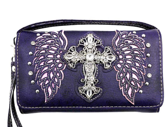 Wings and Cross Cut Out Wallet/Clutch