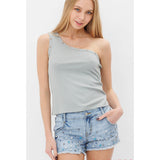 Vocal One Shoulder Ribbed Tank