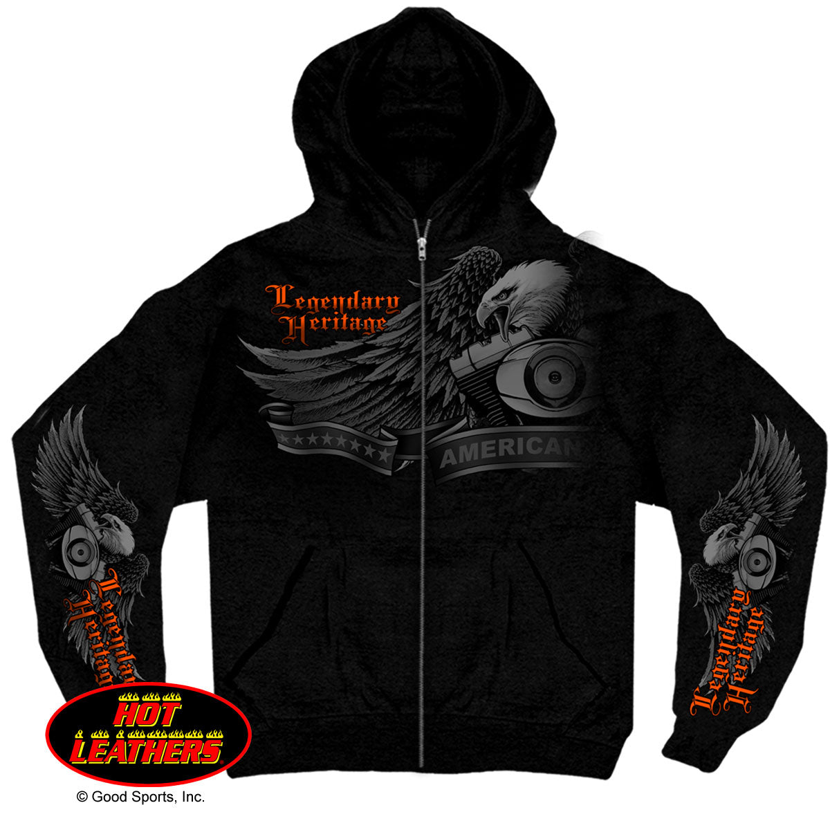 Hot Leathers Ghost Eagle Biker Hoodie