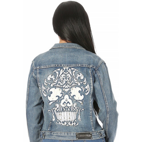 Chaqueta vaquera Candy Skull con diamantes de imitación