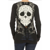 Sugar Candy Skull Braided Long Sleeve Top