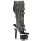 Pleaser Spectator Fringe Open Toe/Heel Knee High Boot