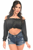 Black Long Sleeve Peasant Top