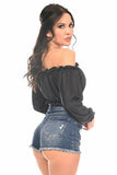 Black Long Sleeve Peasant Top