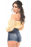 Cream Lined Lace Long Sleeve Peasant Top