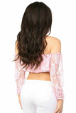 Baby Pink Lined Lace Long Sleeve Peasant Top - Daisy Corsets