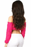 Fuchsia Lined Lace Long Sleeve Peasant Top - Daisy Corsets