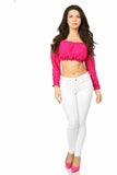 Fuchsia Lined Lace Long Sleeve Peasant Top - Daisy Corsets