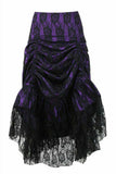 Purple w/Black Lace Overlay Ruched Bustle Skirt - Daisy Corsets