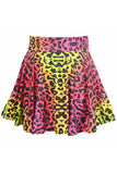 Rainbow Leopard Print Stretch Lycra Skirt